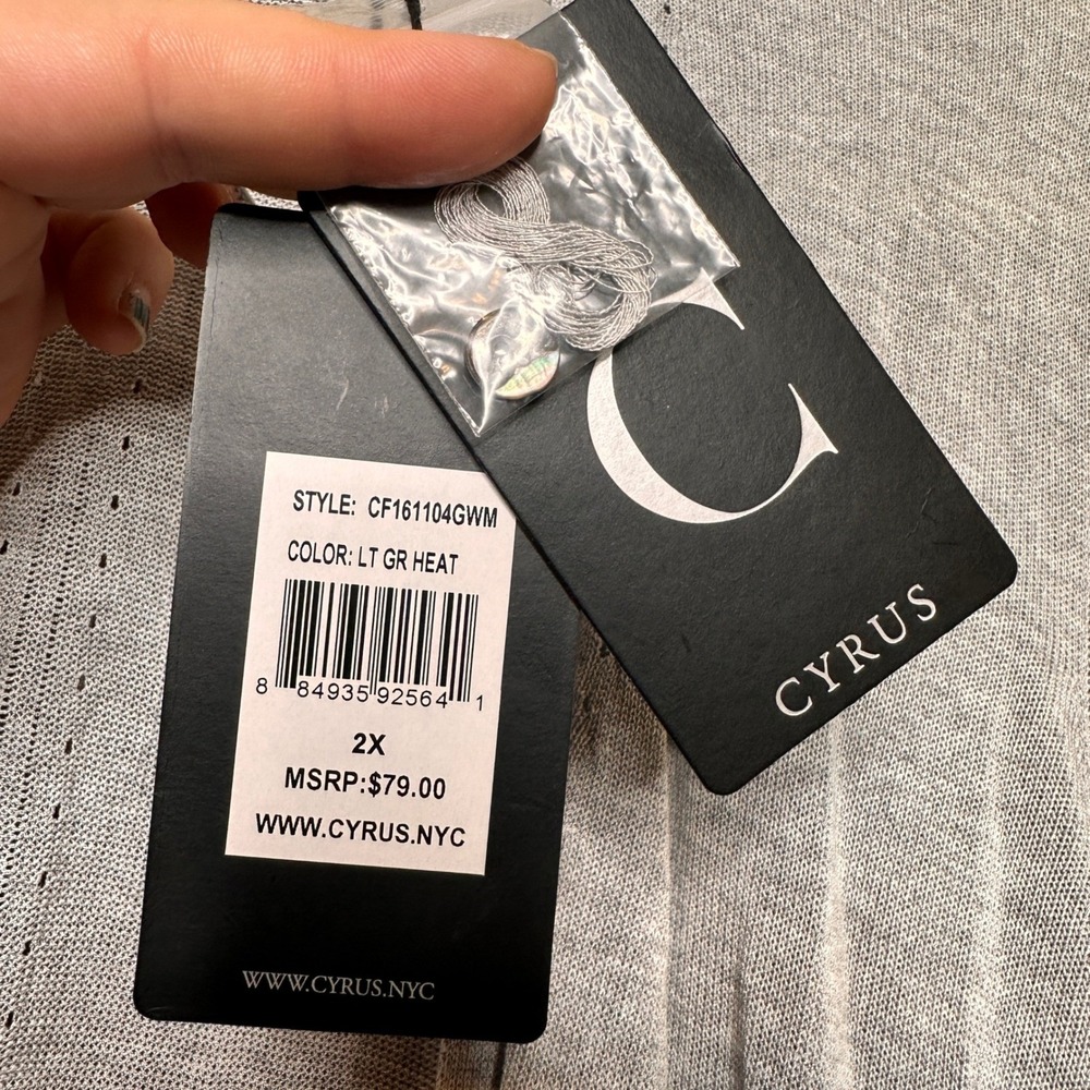 NWT Cyrus Grey Heather Open Front Cardigan Viscose Lightweight Women's 2X Summer - Picture 5 of 9